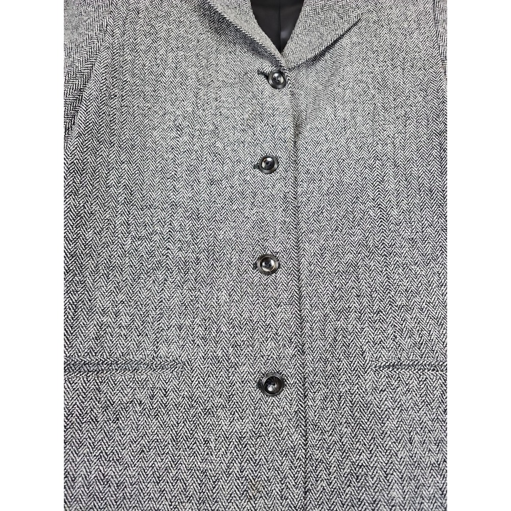 VTG L.L. Bean Blazer Peacoat Womens 10P Gray Herringbone Wool Blend Academia USA - Picture 4 of 10